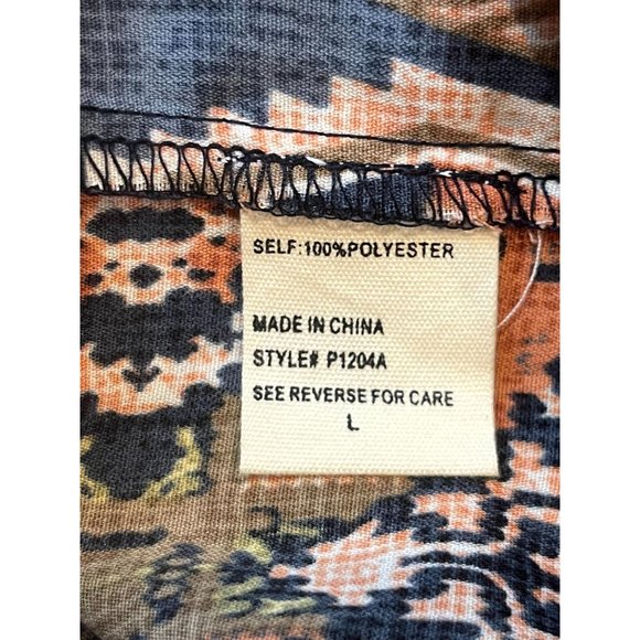 Illa Illa Women Romper Southwest Patterned Crochet Trim Bell Sleeve Brown Large - Picture 7 of 8